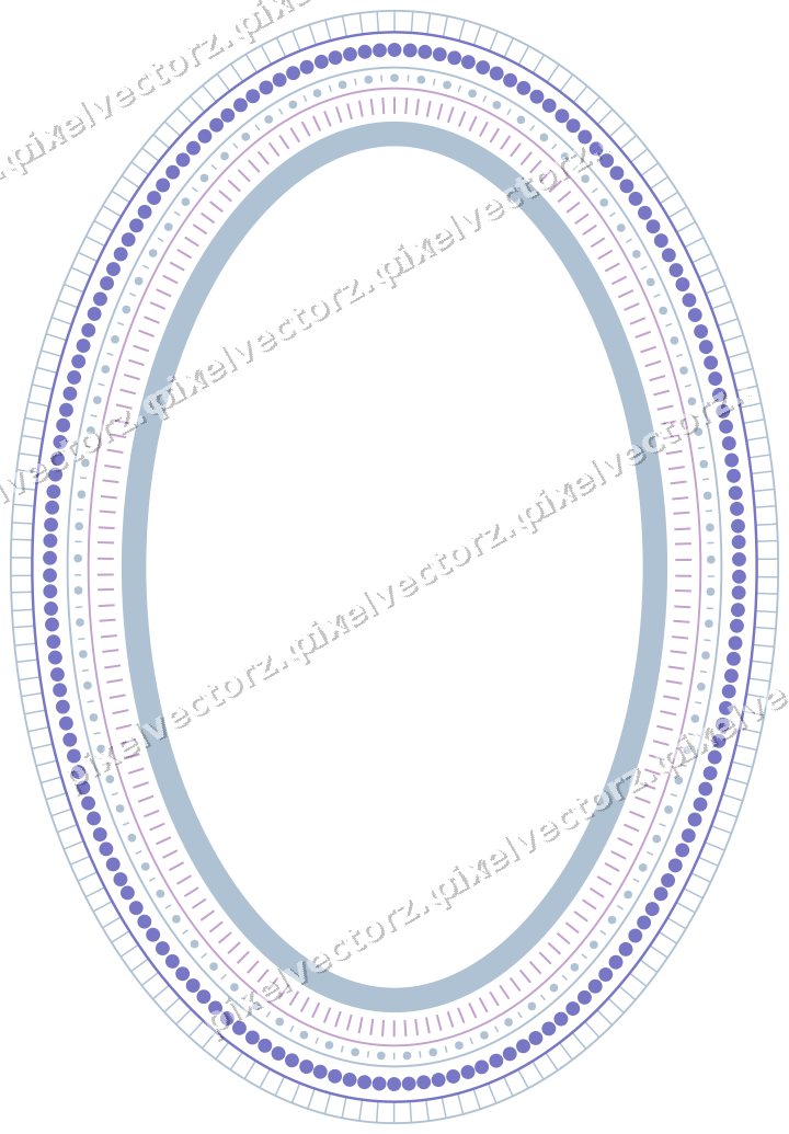 Dekorativer Zierrahmen in Violett und Blau mit Oval und Schraffur