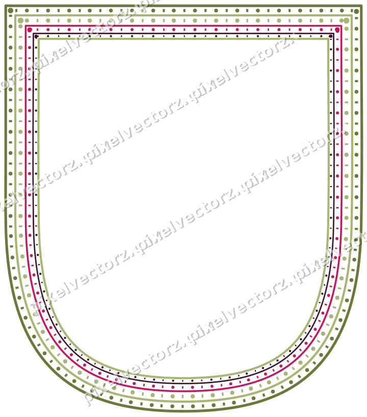 Dekorativer Zierrahmen in Limette und Rosa mit Wappen und Perlenreihe