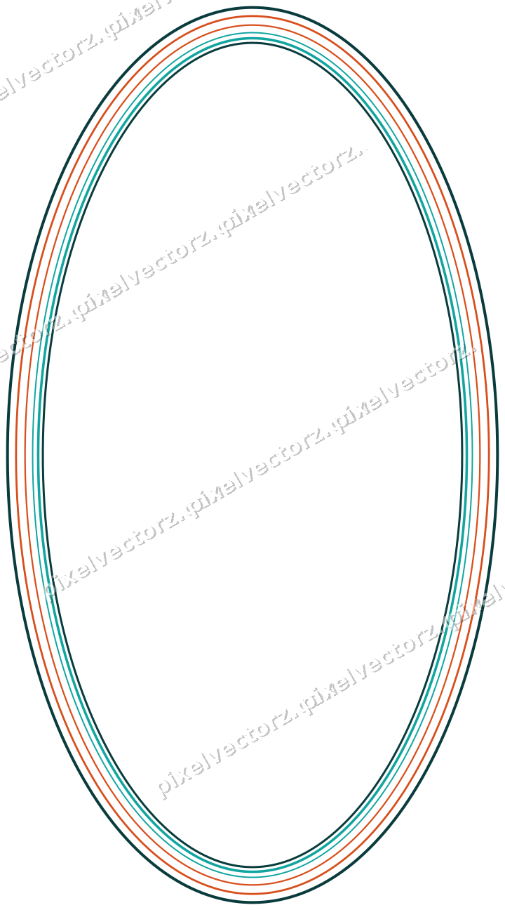 Dekorativer Zierrahmen in Orange und Petrol mit Oval