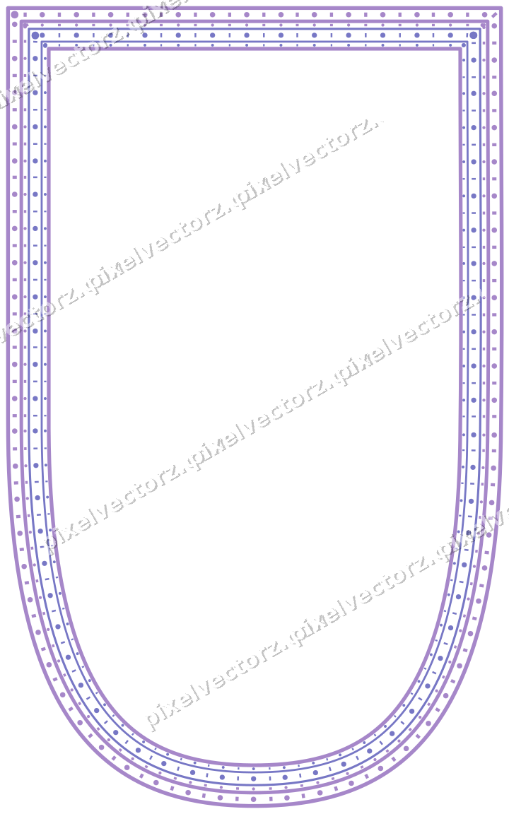 Dekorativer Zierrahmen in Violett und Blau mit Wappen und Perlenreihe