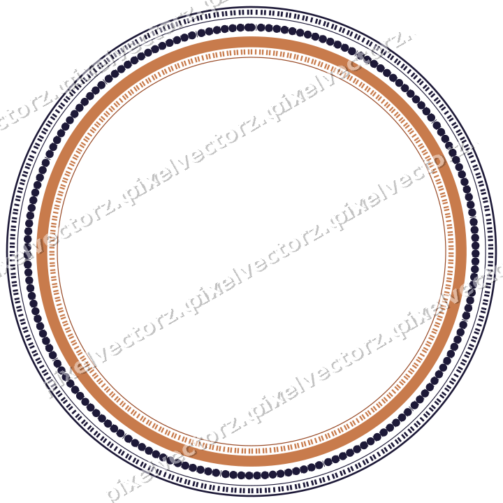 Dekorativer Zierrahmen in Orange und Blau mit Oval und Strichelung