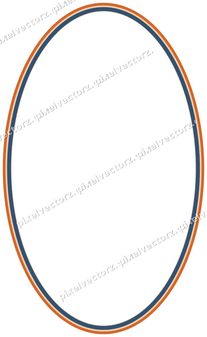 Dekorativer Zierrahmen in Dunkelblau und Orange mit Oval