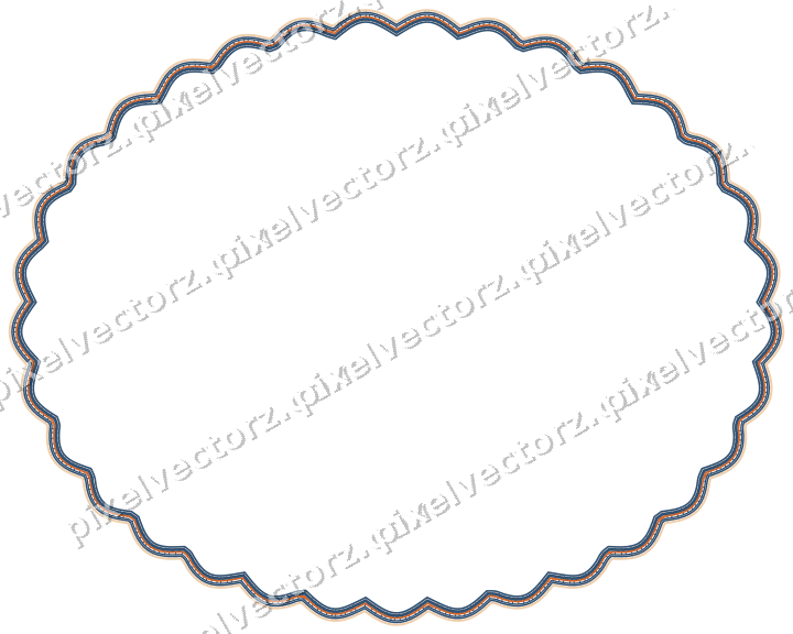 Dekorativer Zierrahmen in Dunkelblau und Orange mit Oval