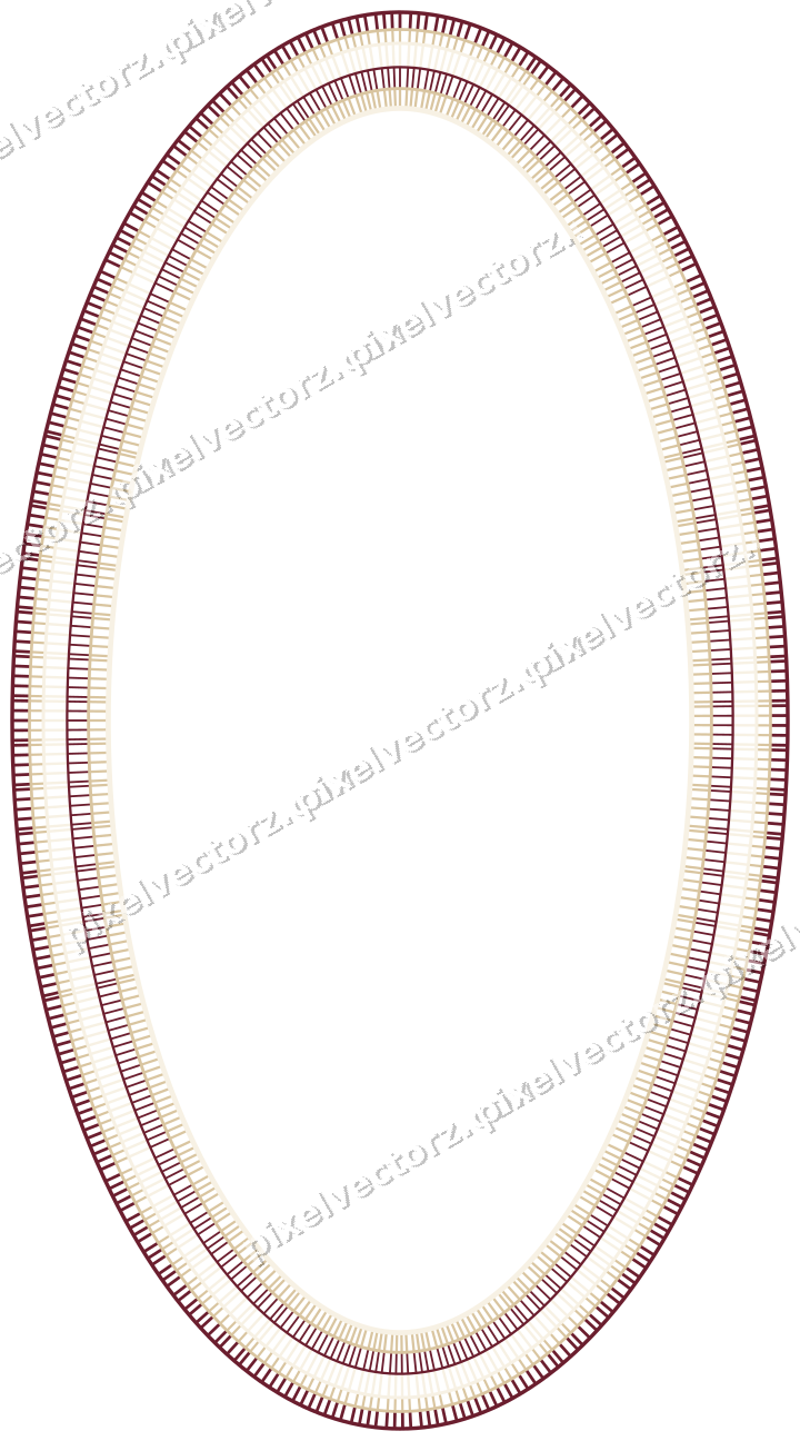 Dekorativer Zierrahmen in Dunkelrosa und Rot mit Oval und Schraffur
