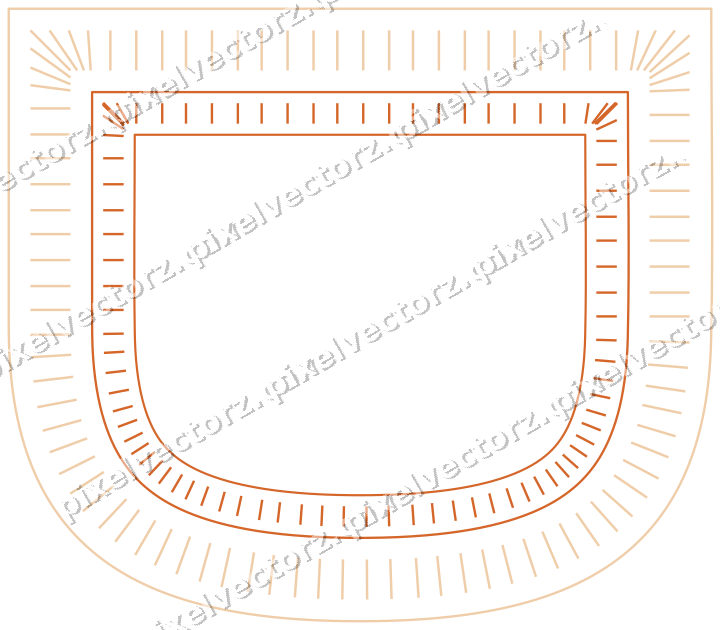 Dekorativer Zierrahmen in Dunkelblau und Orange mit Wappen