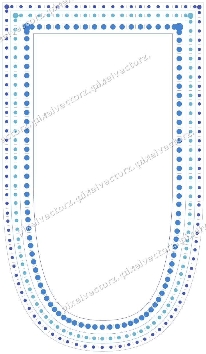 Dekorativer Zierrahmen in Blau und Türkis mit Wappen und Perlenreihe