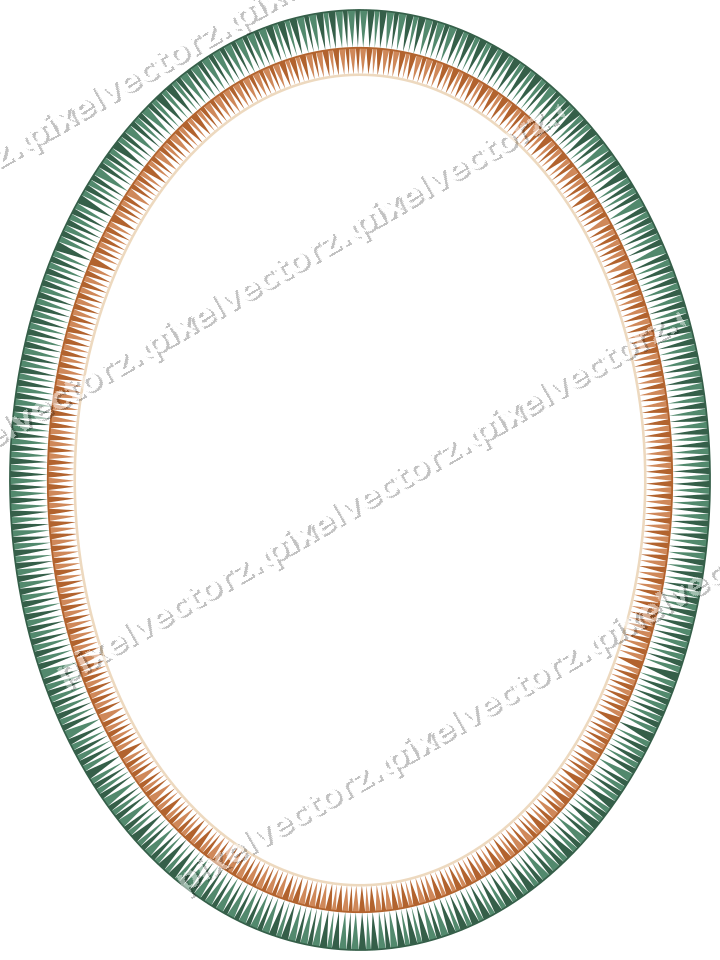 Dekorativer Zierrahmen in Dunkelgrün und Orange mit Oval