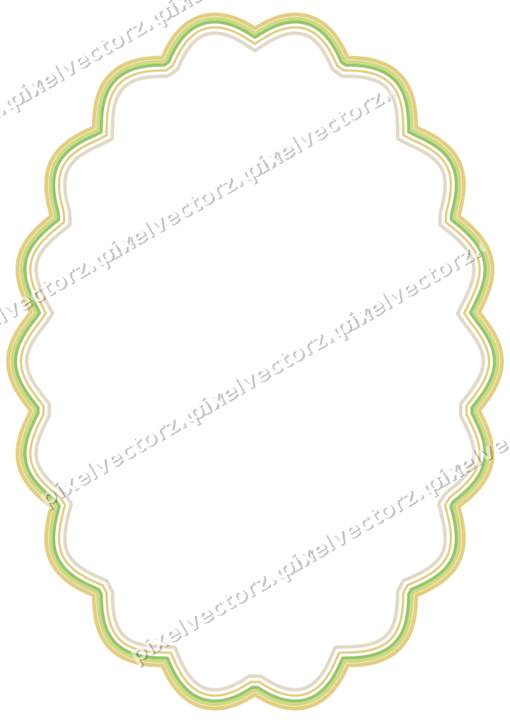 Dekorativer Zierrahmen in Limette und Gelb mit Oval und Lappenrand