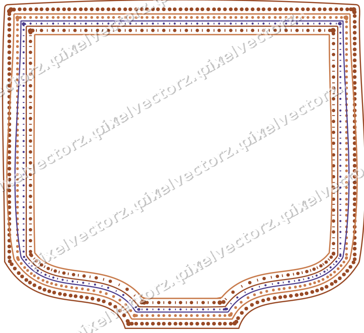 Dekorativer Zierrahmen in Orange und Blau mit Tafel und Punktreihe