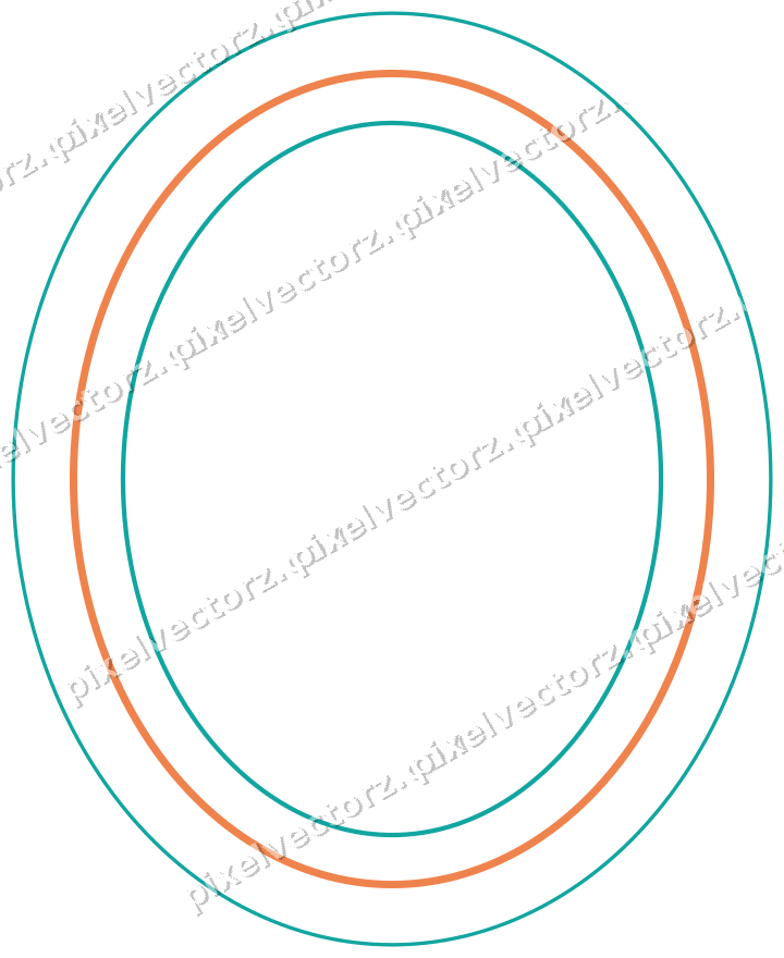 Dekorativer Zierrahmen in Orange und Petrol mit Oval