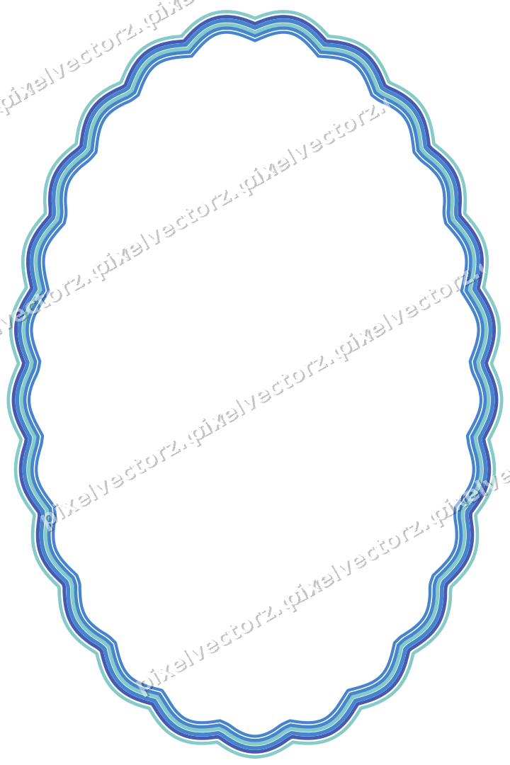 Dekorativer Zierrahmen in Blau und Türkis mit Oval und Lappenrand