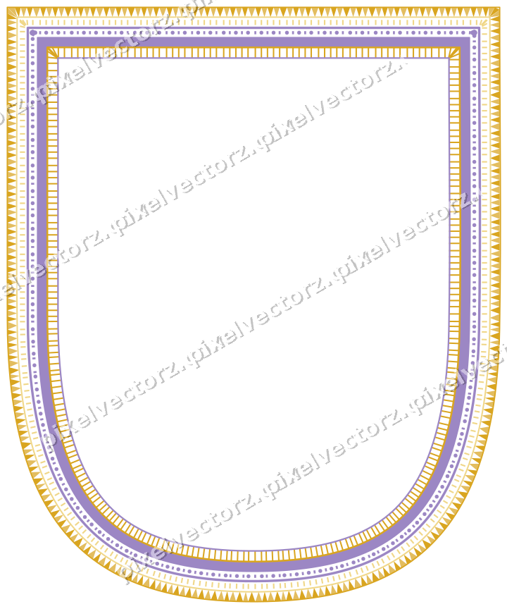 Dekorativer Zierrahmen in Bernstein und Violett mit Wappen