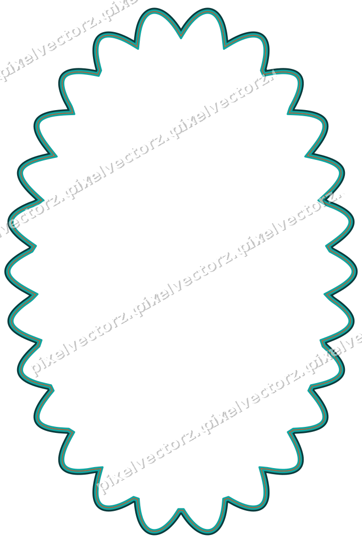 Dekorativer Zierrahmen in Orange und Petrol mit Oval und Lappenrand