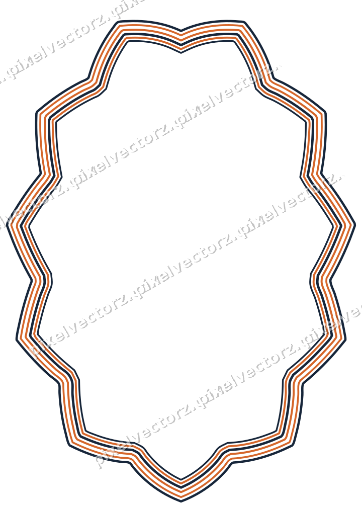 Dekorativer Zierrahmen in Dunkelblau und Orange mit Oval