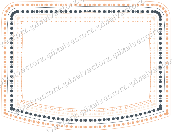 Dekorativer Zierrahmen in Blau und Orange mit Tafel und Perlenreihe