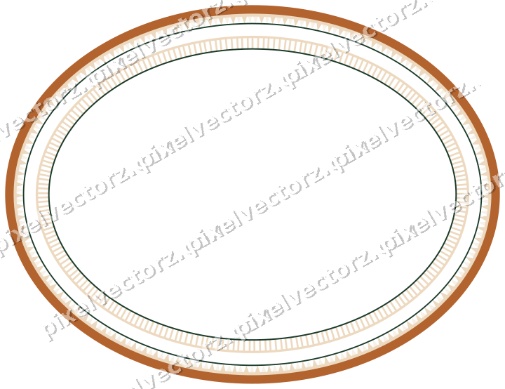 Dekorativer Zierrahmen in Dunkelgrün und Orange mit Oval