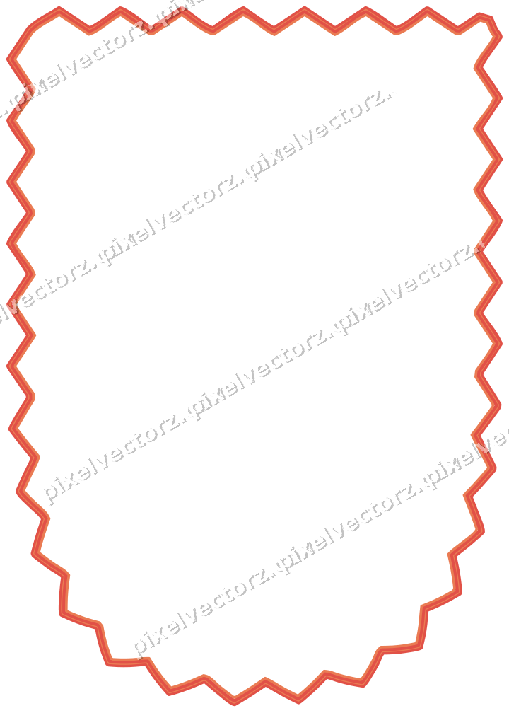 Dekorativer Zierrahmen in Rot und Orange mit Wappen und Zackenrand