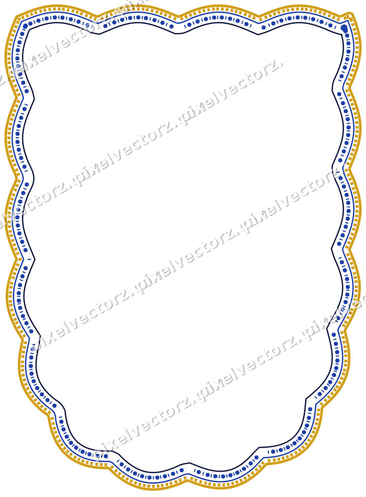 Dekorativer Zierrahmen in Bernstein und Blau mit Wappen und Lappenrand