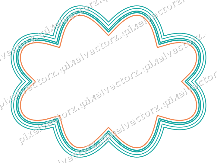 Dekorativer Zierrahmen in Orange und Petrol mit Oval und Lappenrand