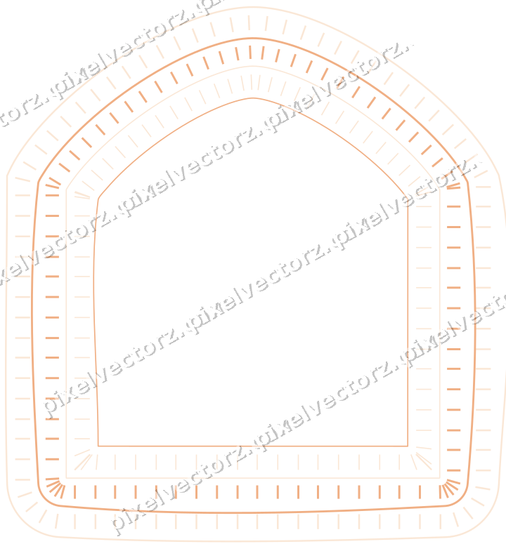 Dekorativer Zierrahmen in Blau und Orange mit Tafel und Spitzbogen