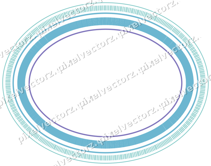 Dekorativer Zierrahmen in Blau und Türkis mit Oval und Strichelung