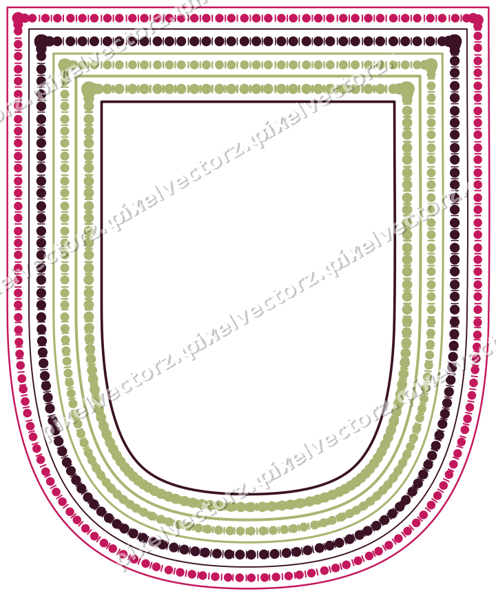 Dekorativer Zierrahmen in Limette und Rosa mit Wappen und Perlenreihe