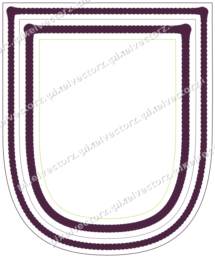 Dekorativer Zierrahmen in Dunkelmagenta und Limette mit Wappen