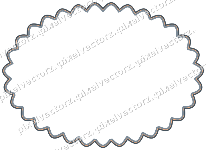 Dekorativer Zierrahmen in Blau und Orange mit Oval und Lappenrand