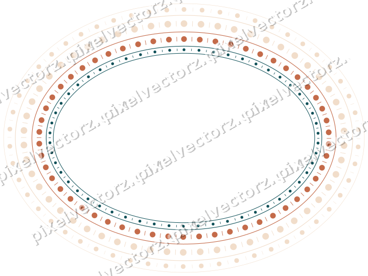 Dekorativer Zierrahmen in Dunkelpetrol und Orange mit Oval