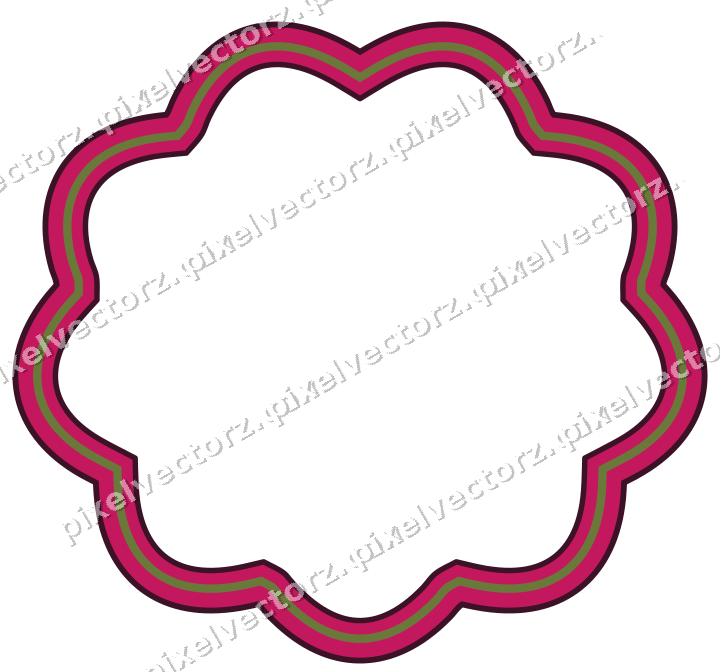 Dekorativer Zierrahmen in Limette und Rosa mit Oval und Lappenrand