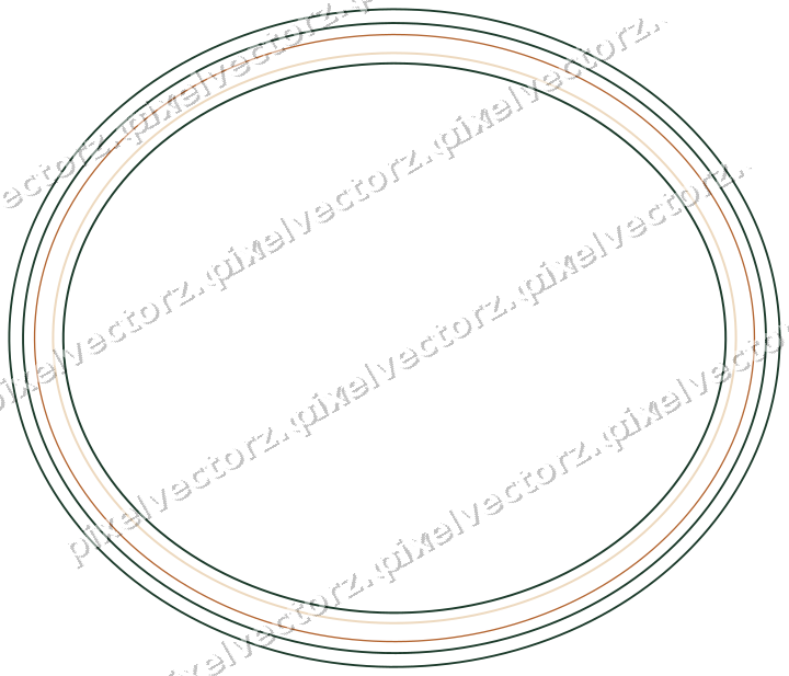 Dekorativer Zierrahmen in Dunkelgrün und Orange mit Oval