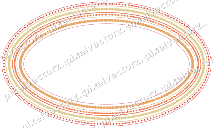 Dekorativer Zierrahmen in Rot und Orange mit Oval und Perlenreihe