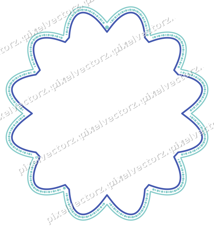 Dekorativer Zierrahmen in Blau und Türkis mit Oval und Lappenrand