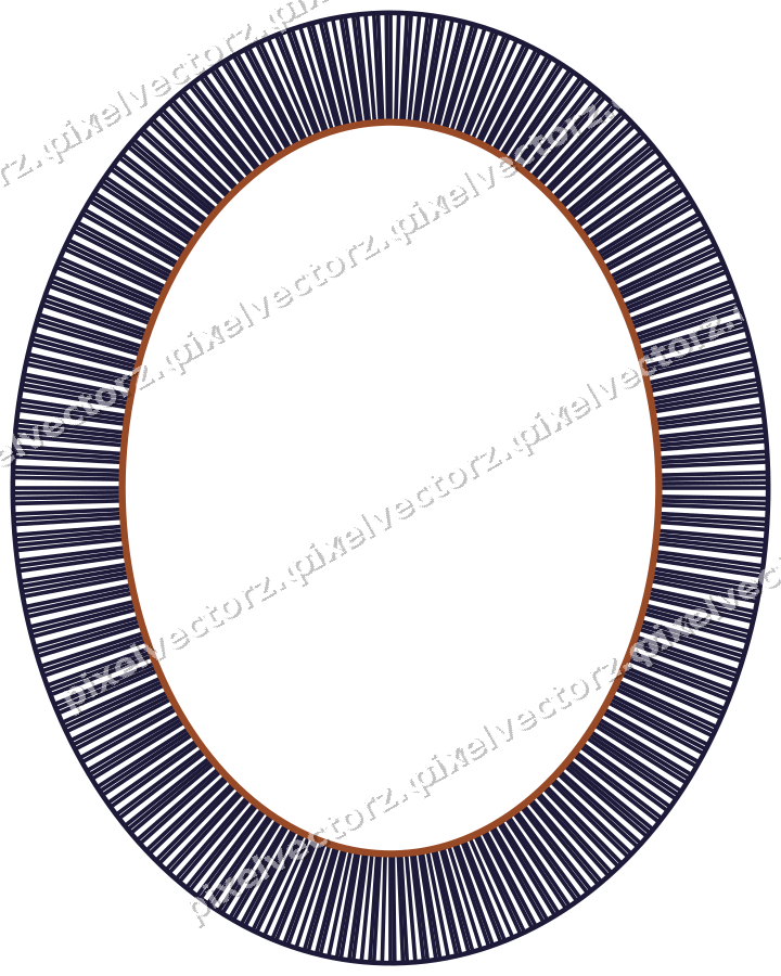 Dekorativer Zierrahmen in Orange und Blau mit Oval und Schraffur