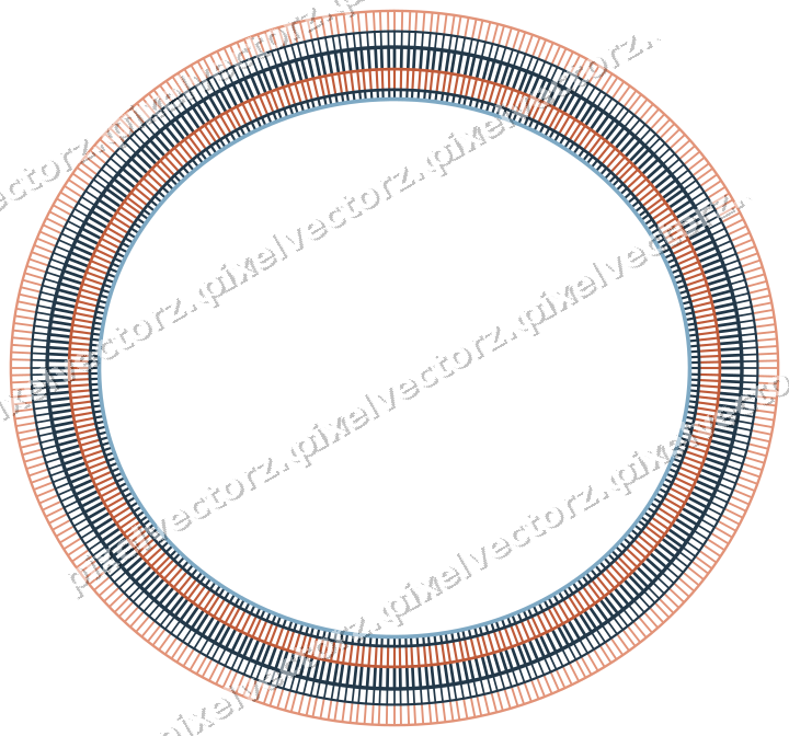 Dekorativer Zierrahmen in Orange und Türkis mit Oval und Schraffur