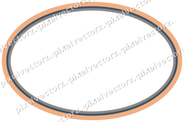 Dekorativer Zierrahmen in Blau und Orange mit Oval und Volles Band