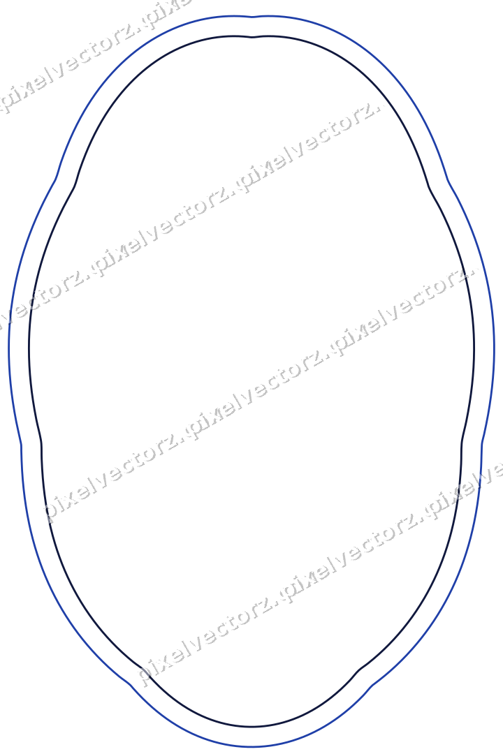 Dekorativer Zierrahmen in Bernstein und Blau mit Oval und Lappenrand
