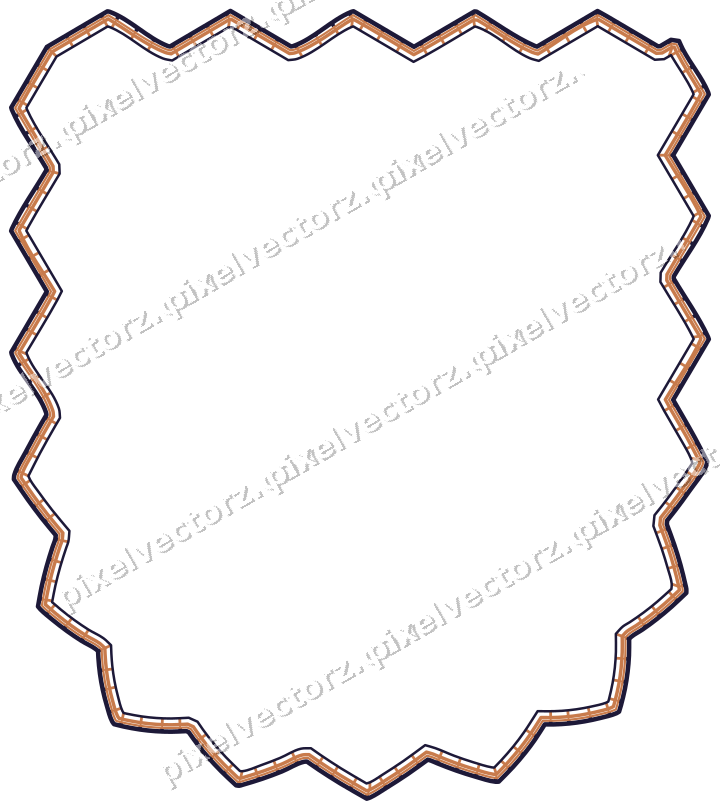 Dekorativer Zierrahmen in Orange und Blau mit Wappen und Zackenrand