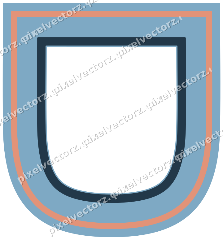 Dekorativer Zierrahmen in Orange und Türkis mit Wappen und Volles Band