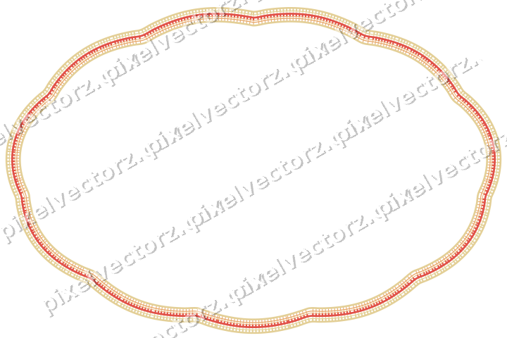Dekorativer Zierrahmen in Rot und Orange mit Oval und Lappenrand