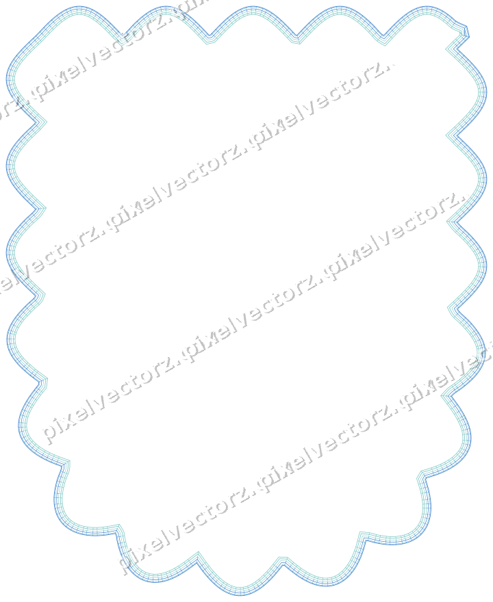 Dekorativer Zierrahmen in Blau und Türkis mit Wappen und Lappenrand