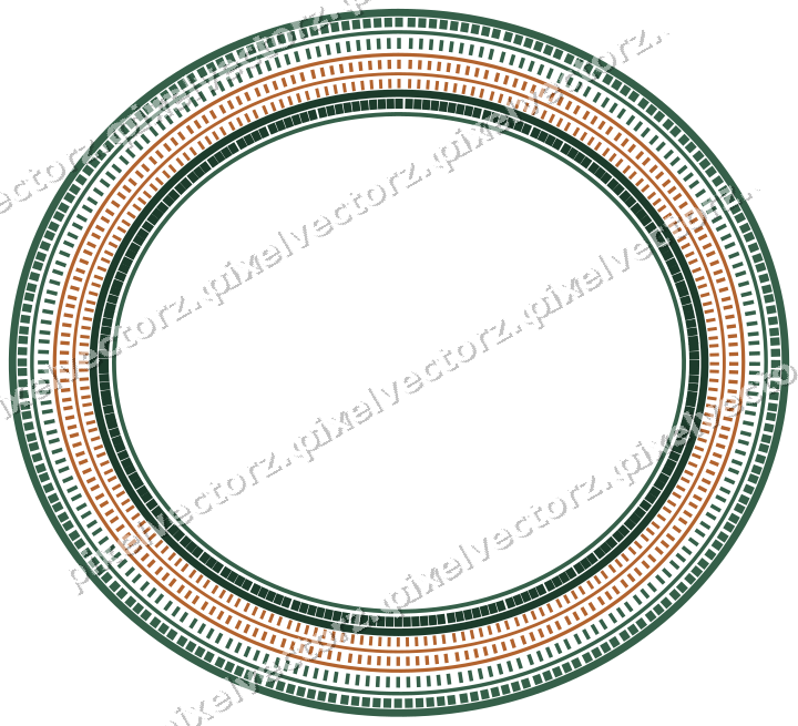 Dekorativer Zierrahmen in Dunkelgrün und Orange mit Oval