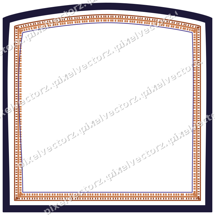 Dekorativer Zierrahmen in Orange und Blau mit Tafel und Spitzbogen