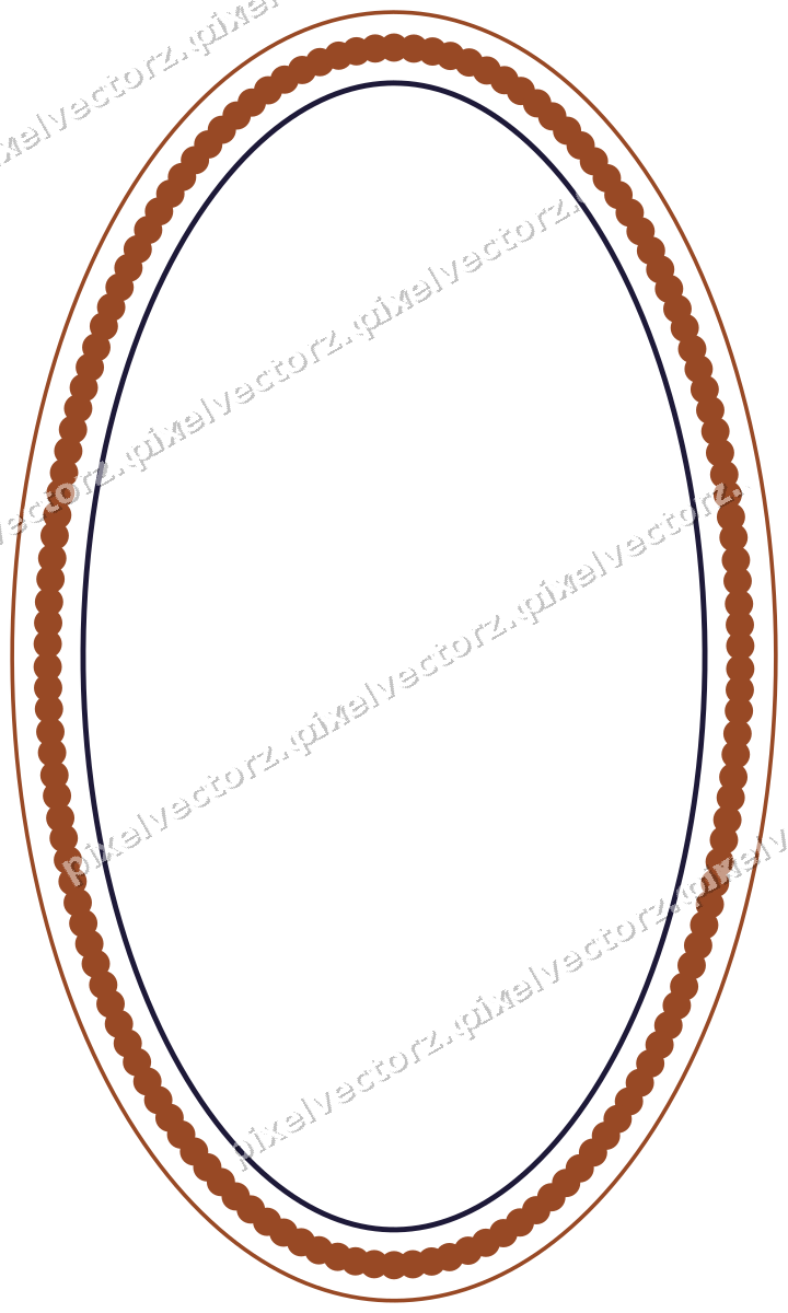 Dekorativer Zierrahmen in Orange und Blau mit Oval und Punktreihe