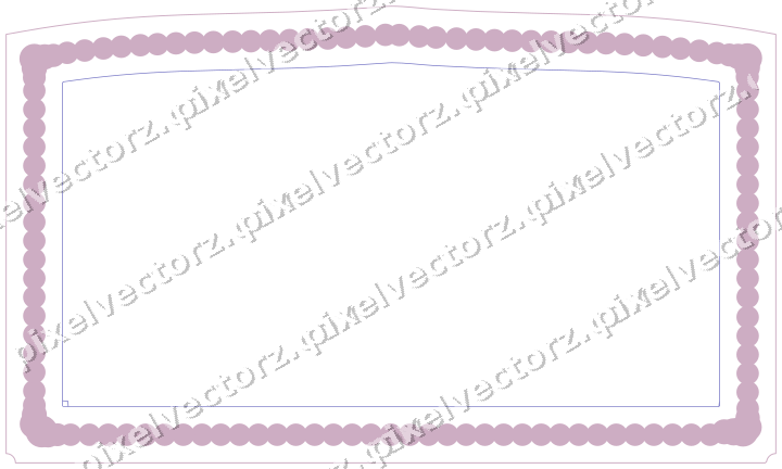 Dekorativer Zierrahmen in Violett und Blau mit Tafel und Eselsrücken