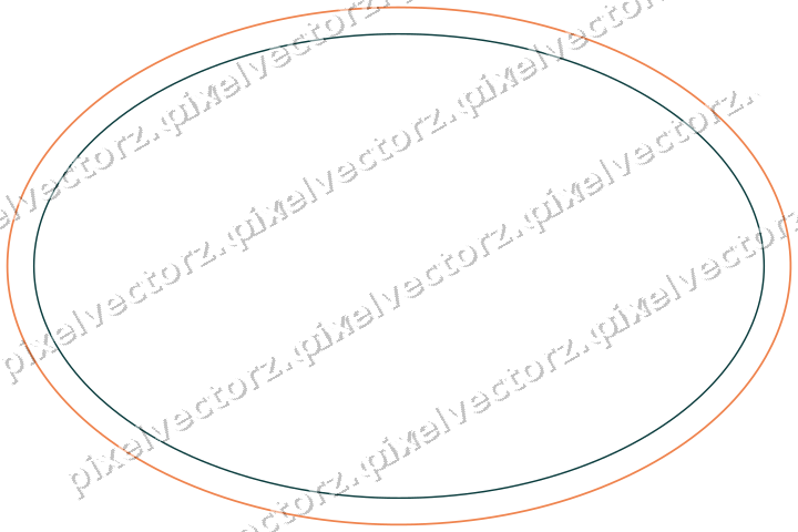 Dekorativer Zierrahmen in Orange und Petrol mit Oval