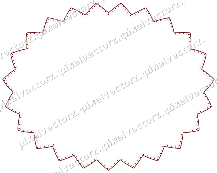 Dekorativer Zierrahmen in Dunkelrosa und Rot mit Oval und Zackenrand