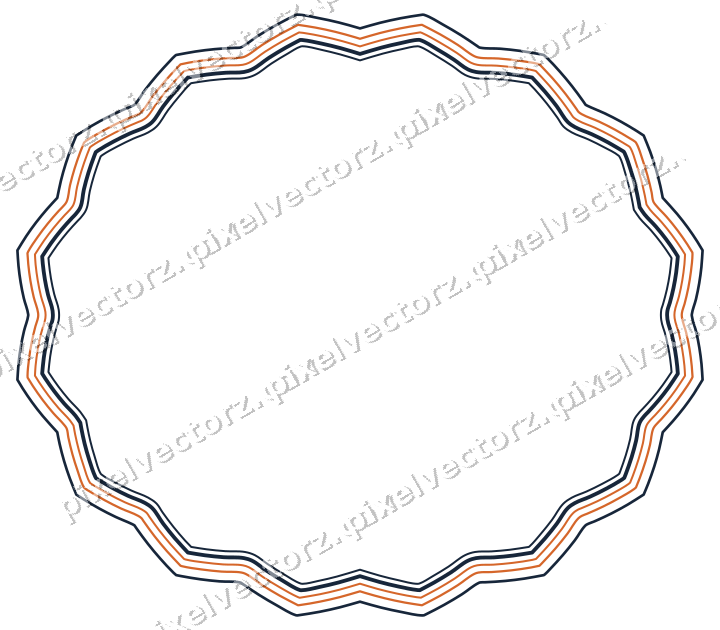 Dekorativer Zierrahmen in Dunkelblau und Orange mit Oval