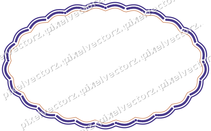 Dekorativer Zierrahmen in Orange und Blau mit Oval und Lappenrand