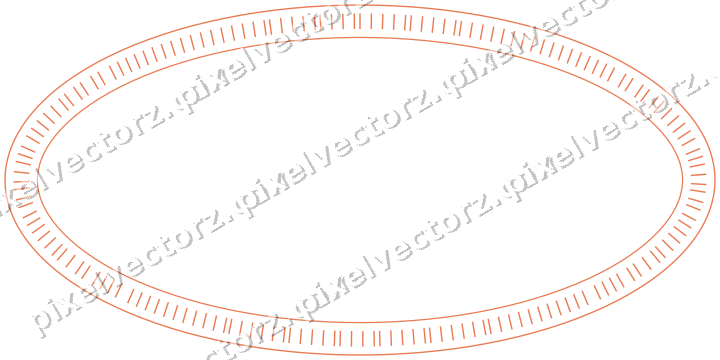 Dekorativer Zierrahmen in Rot und Orange mit Oval und Strichelung
